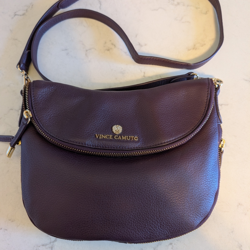 Vince Camuto Pebbled Crossbody Bag in Plum Purple